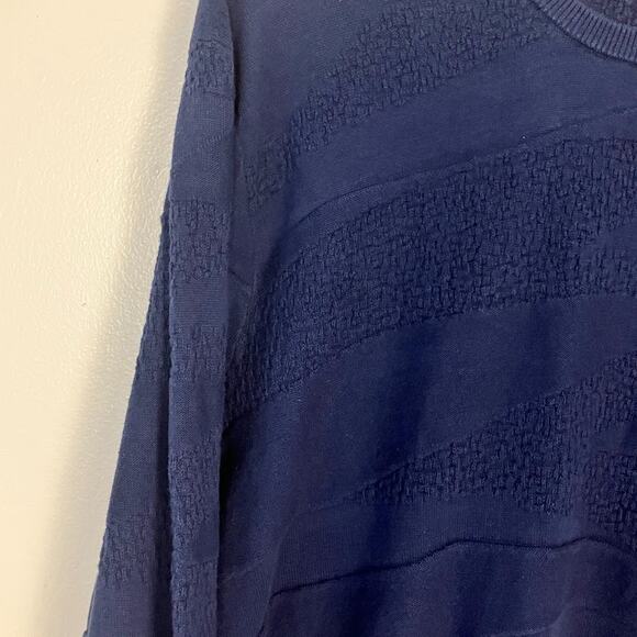 ALFANI Textured Crew Neck Long Sleeve Cotton Sweater Navy Blue Mens Size XL - Picture 5 of 5